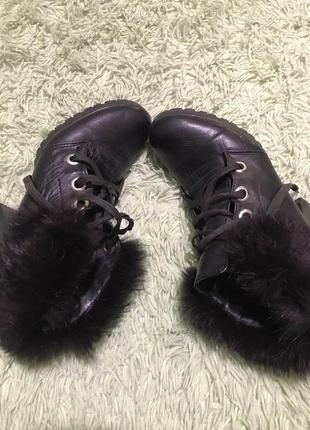 Теплые кожаные зимние ботинки