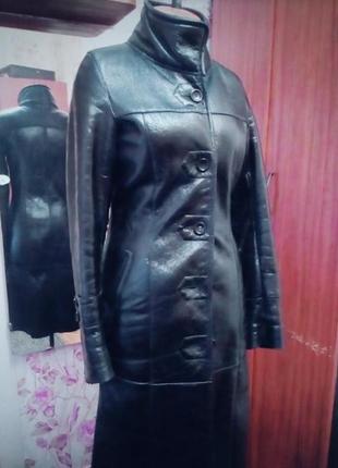 Крутая зимняя дубленка натуральная кожа и мех