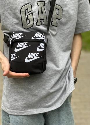 Барсетка nike чорна сумка через плече / месенджер