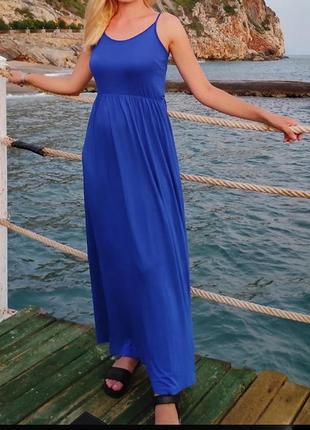 Платье сарафан платье макси синее2 фото