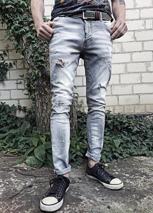 Джинси скіні dsquared2 slim jeans звужені стиль рванки italy w31 ефект фарби