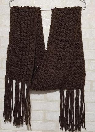 Стильный, длинный, очень теплый, с красивым объемным узором шарф2 фото