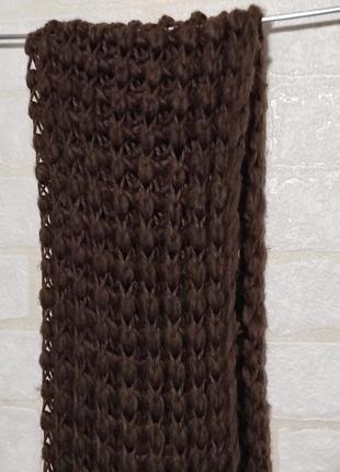Стильный, длинный, очень теплый, с красивым объемным узором шарф7 фото