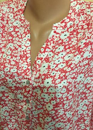 Рубашка  с длинным рукавом и воротником стойка в цветочках -(вискоза)