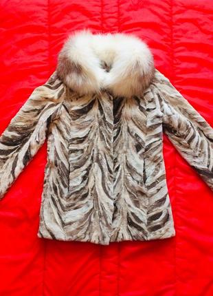 Шуба (кожушок) греція мармурова норка з песцом 42-44.