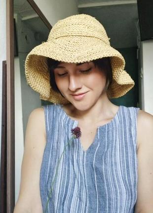 Шляпа беж под саломку панама плетёная винтажная2 фото