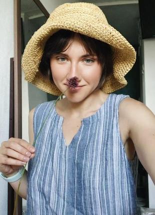 Шляпа беж под саломку панама плетёная винтажная