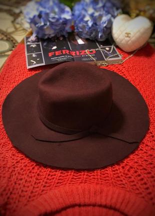 100% шерсть шляпа бордовая цвета бургунди размер 58 см3 фото