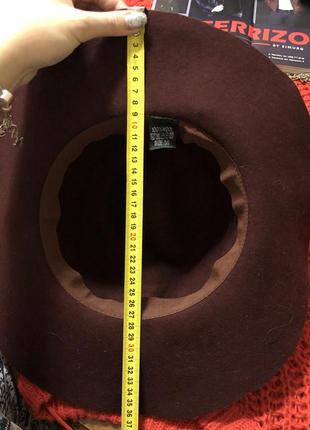 100% шерсть шляпа бордовая цвета бургунди размер 58 см4 фото