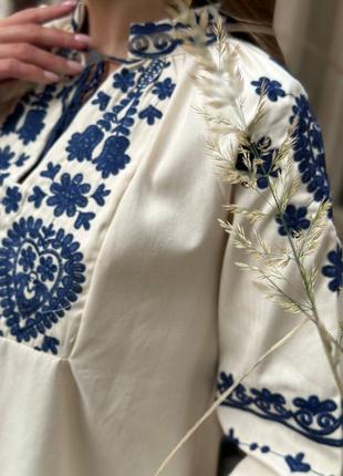 Классическая женская молочная вышиванка,бежевая рубашка вышитая, блуза с вышивкой на лето-женскую одежду2 фото