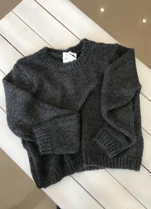 Zara серый укороченный свитер оверсайз  м3 фото