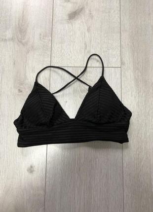 Однотонный базовый лиф верх купальника в рубчик с переплетом