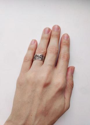 Винтажное серебряное кольцо кольца с узором 875 проби сср звезда3 фото