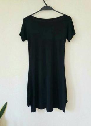 Черное базовое натуральное платье футболка с удлинённой спинкой c&amp;a3 фото