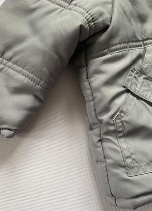 Куртка серо голубая 6-9 месяцев 74см синтепон и флис демисезонная8 фото