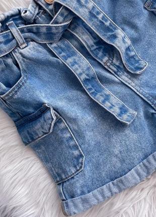 Шорти джинсові з кишенями на поясі3 фото