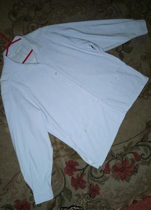 Стрейч,лёгкий голубой жакет-блузон-рубашка? с карманами,большого размера,berkertex8 фото