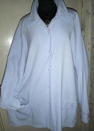 Стрейч,лёгкий голубой жакет-блузон-рубашка? с карманами,большого размера,berkertex