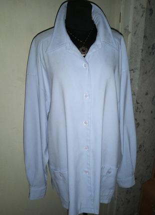 Стрейч,лёгкий голубой жакет-блузон-рубашка? с карманами,большого размера,berkertex2 фото