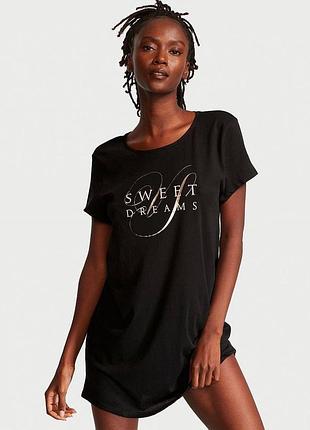 Ночная рубашка, футболка пижама виктория секрет черная оригинал victoria’s secret