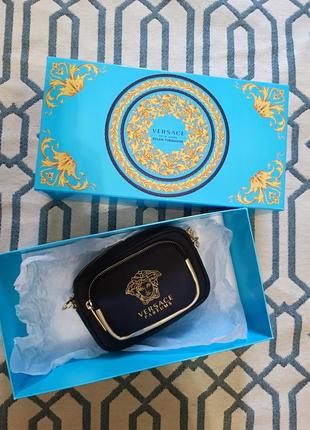 Сумочка/клатч versace parfums medusa black &amp; gold chain2 фото