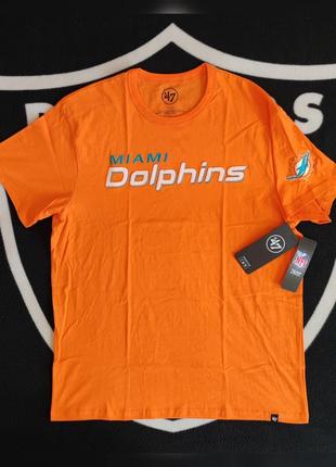 💯🏈 оригинал. очень интересная и жидкая футболка '47 brand x nfl miami dolphins.