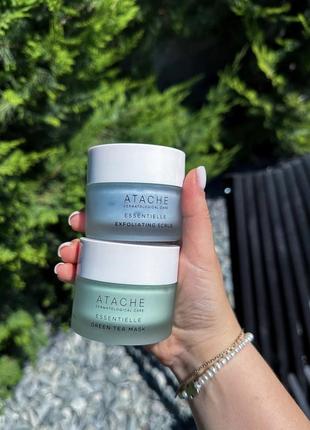 Відновлююча та заспокійлива маска з екстрактом зеленого чаю atache essentielle reafirming mask green tea