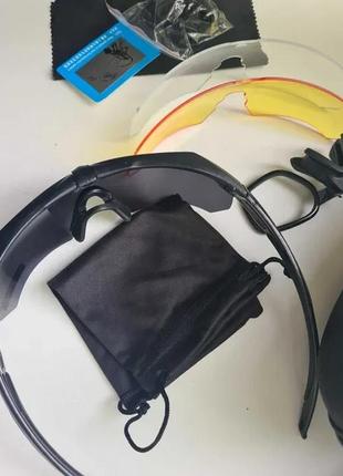 Тактические защитные очки ess crossbow с 3 линзами и диоптрийной вставкой - черные6 фото