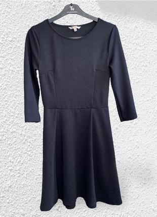 Clockhouse брендовое фирменное женское платье черное короткое с коротким рукавом мини слоты