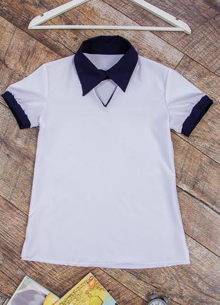 Блуза для школи, біла блузка з коміром, класична блузка шкільна, блузка для школы, школьная блуза белая5 фото