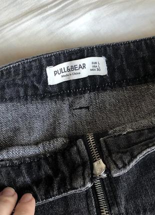 Последняя! джинсовая юбка на молнии pull&bear чёрная2 фото