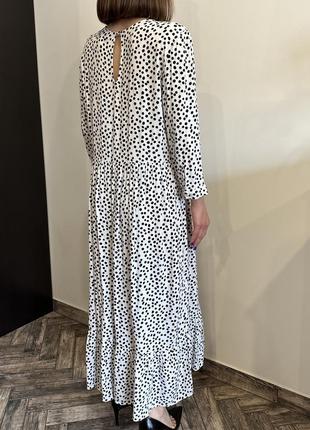 Zara вискоза сукн натуральная длинная в горошек свободного кроя5 фото