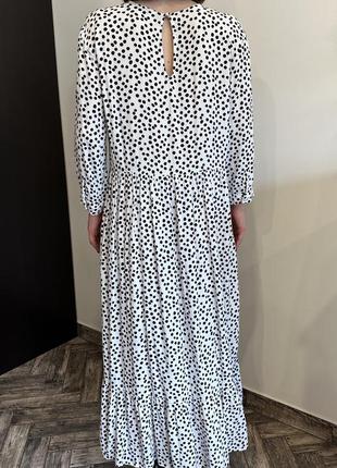 Zara вискоза сукн натуральная длинная в горошек свободного кроя6 фото