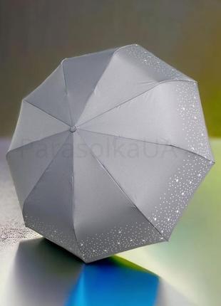 Зонт "звёздное небо": женский автоматический зонт серого цвета с узорами,.1 фото