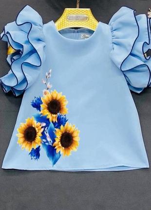 Нежная патриотическая школьная блуза - блузка1 фото