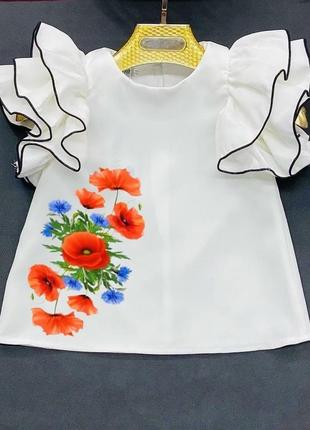 Нежная патриотическая школьная блуза - блузка3 фото