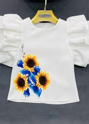 Нежная патриотическая школьная блуза - блузка4 фото
