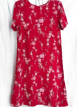 H&m плаття гарне вільного крою віскоза нове червоне квітковий принт s