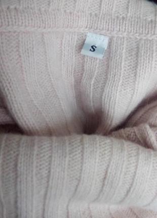 Базовый теплый свитер, гольф в рубчик, средней плотности, нежно розовый, шерсть, ангора6 фото