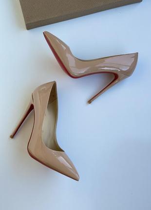 Женские туфли лодочки бежевые на каблуке лабутен в стиле лабутены  louboutin so kate 12 и 10 см4 фото