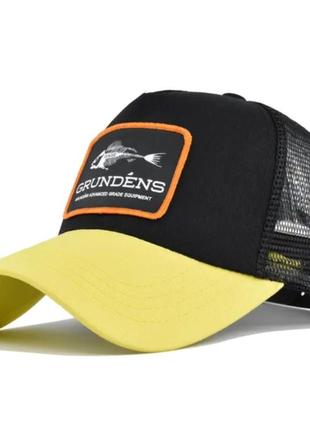 Кепка тракер grундens (рыба, скелет рыбы) с сеточкой красно-синяя, унисекс wuke one size
