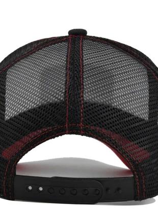 Кепка тракер grундens (рыба, скелет рыбы) с сеточкой красно-синяя, унисекс wuke one size