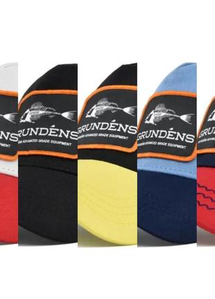 Кепка тракер grундens (рыба, скелет рыбы) с сеточкой красно-синяя, унисекс wuke one size