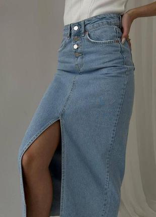 Женская длинная джинсовая юбка с разрезом,женская джинсовая юбка с разрезом,юбка с разрезом, красивая юбка, юбка, юбка на лето4 фото