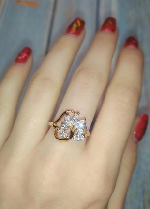 17 размер позолота 585 проби кольцо кольца кольцо позолочное золото колечко с камнями