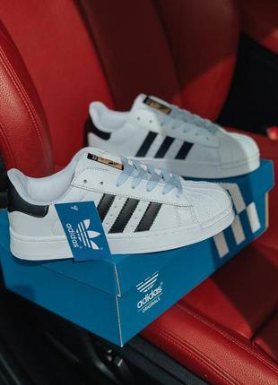 Женские кожаные кроссовки adidas superstar white адидас суперстар