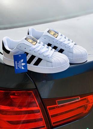 Женские кожаные кроссовки adidas superstar white адидас суперстар2 фото