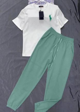 Костюм спортивний жіночий модний молодіжний прогулянковий комплект футболка та штани 50407