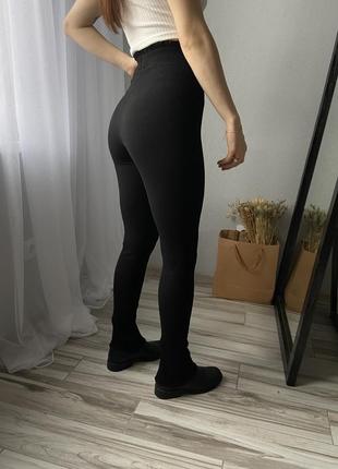 Женские черные клеш брюки лосины леггинсы с рюшей классические базовые