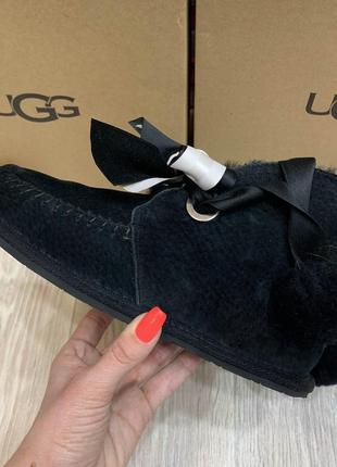 Угги мокасины женские черные бубон/лента ugg australia оригинал!. код 100964 фото